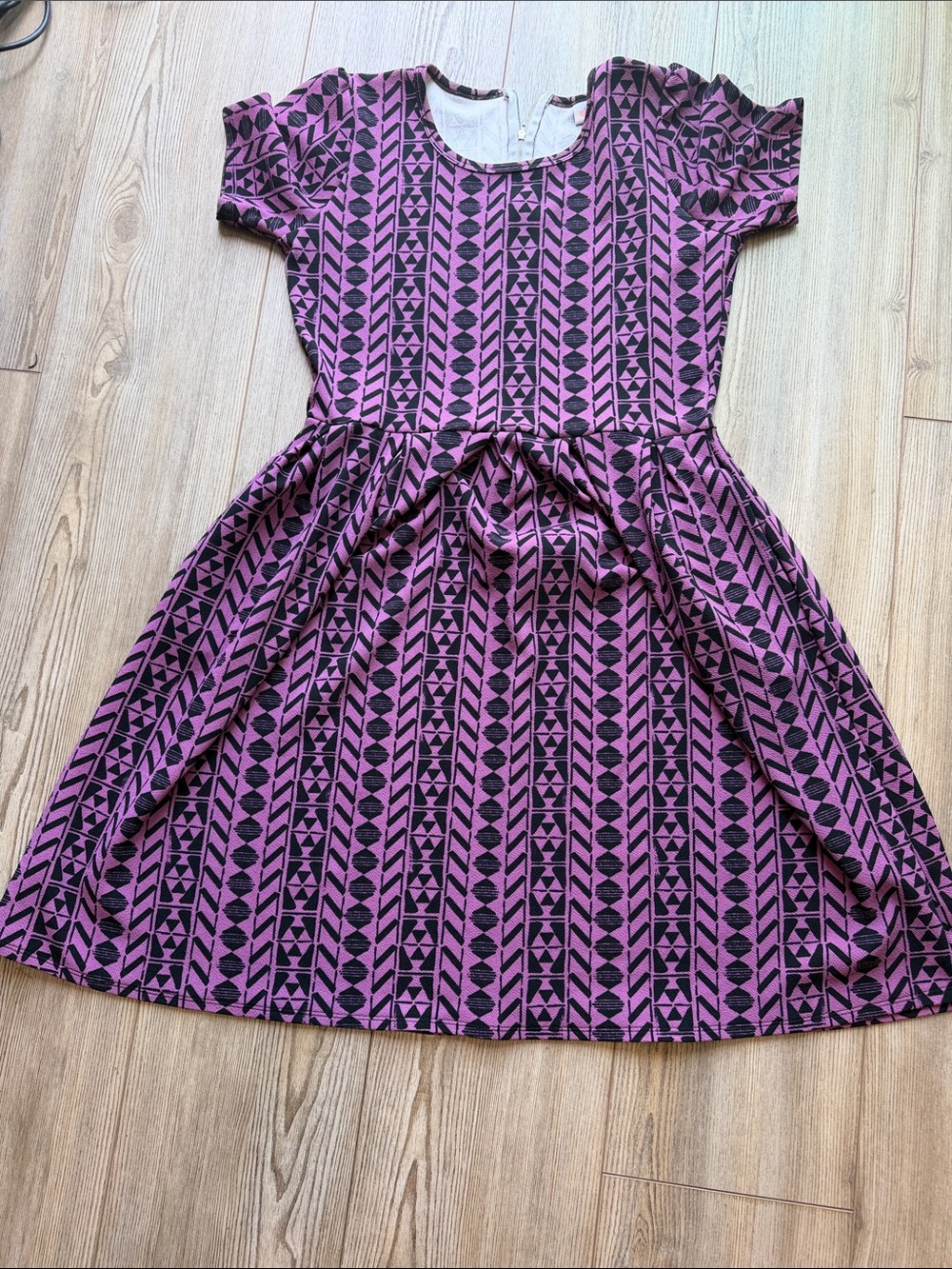 LuLaRoe Pink and Black Geometric Midi Dress